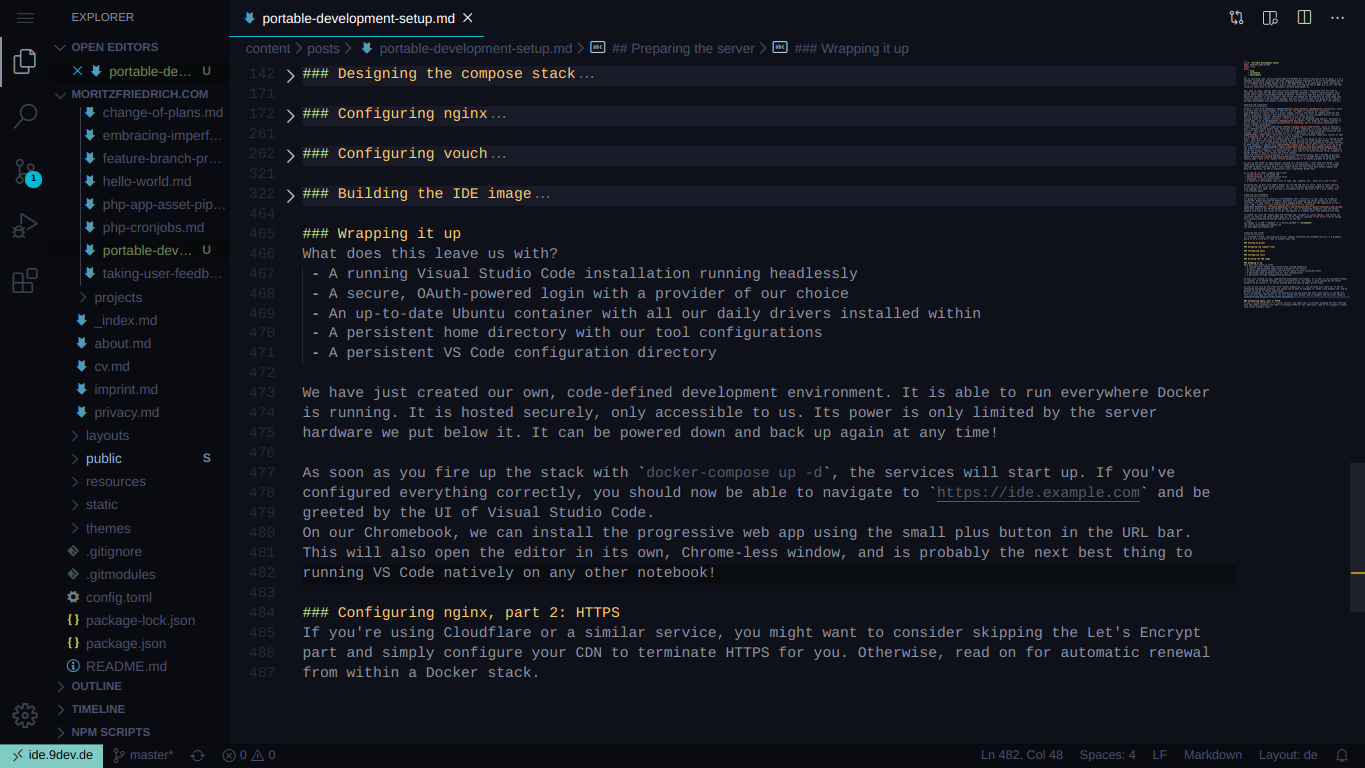 A screenshot of the code-server window